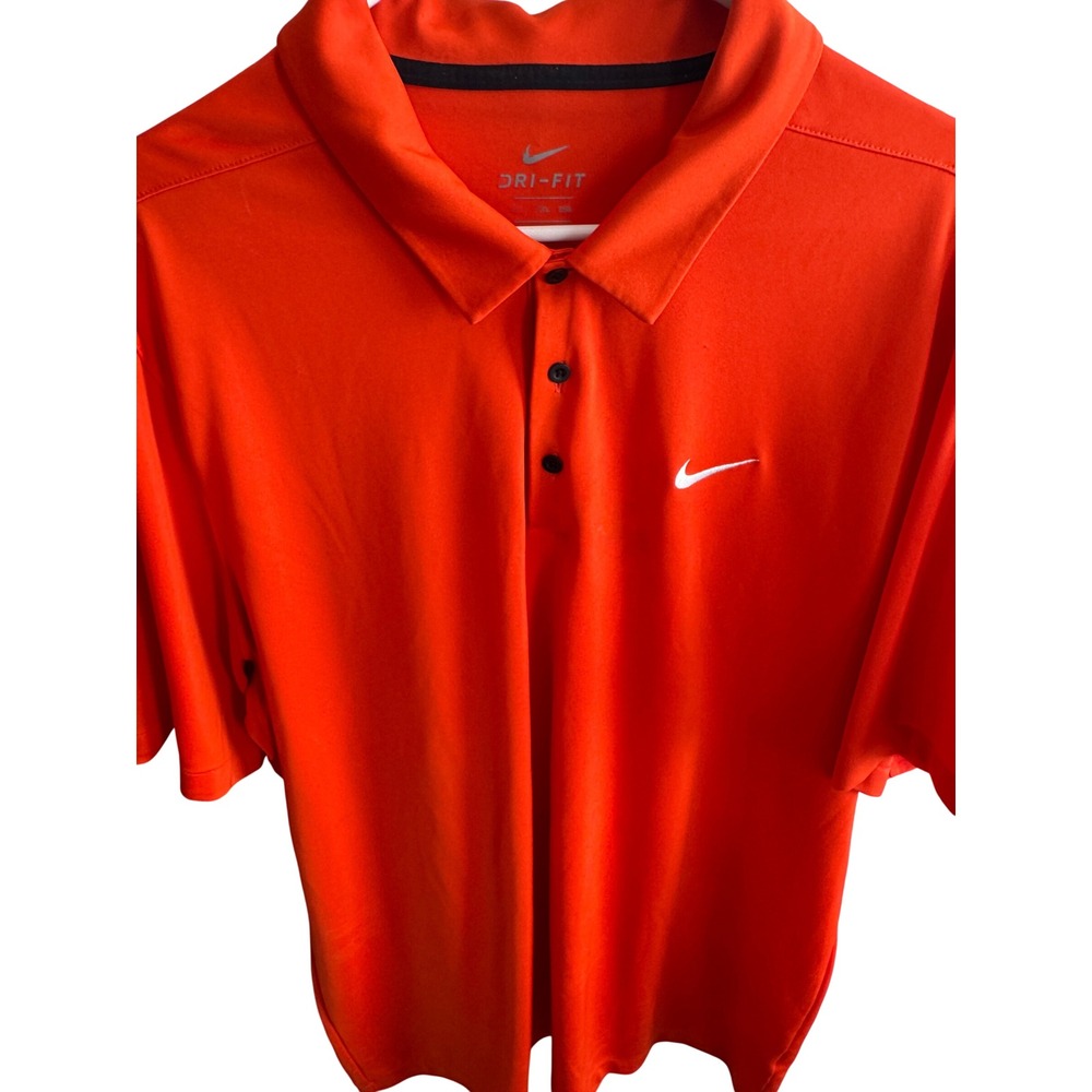 Nike Mens Dri-FIT Performance Polo Shirt Orange Short Sleeve Swoosh Logo XL